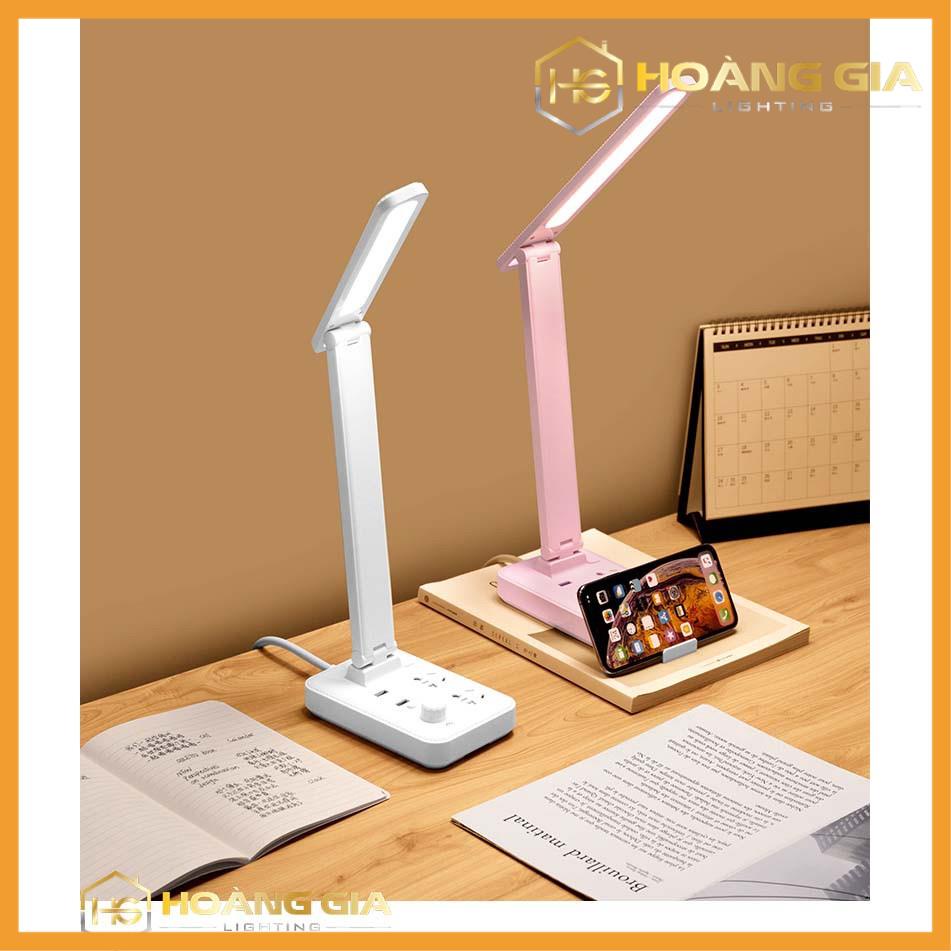 Đèn Bàn Led Tích Hợp Ổ Cắm DB-3011 - Có Điều Khiển - 3 Chế Độ Ánh Sáng - Tăng Giảm Ánh Sáng - Thay Đổi Được Góc Chiếu