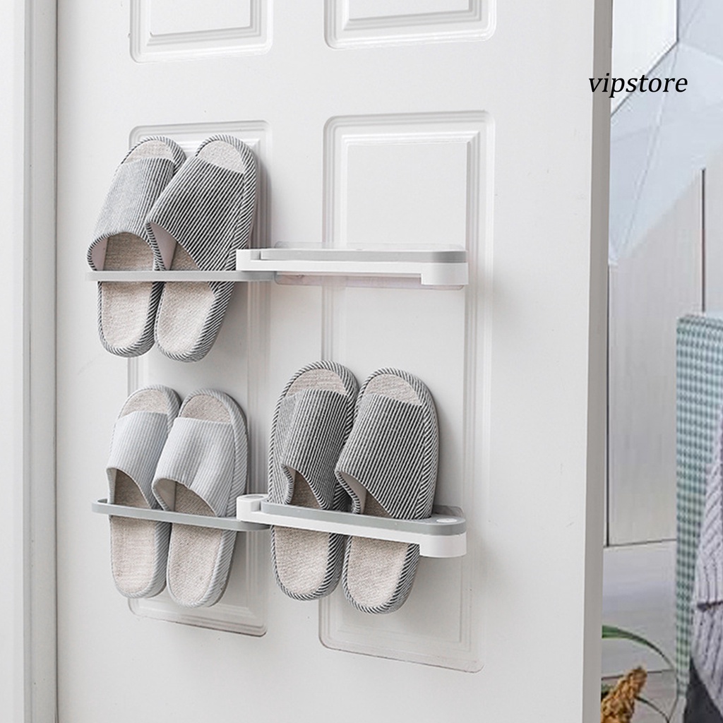 【VIP】  Slipper Rack Foldable Adhesive Plastic Wall Hanging Shoes Rack for Bathroom