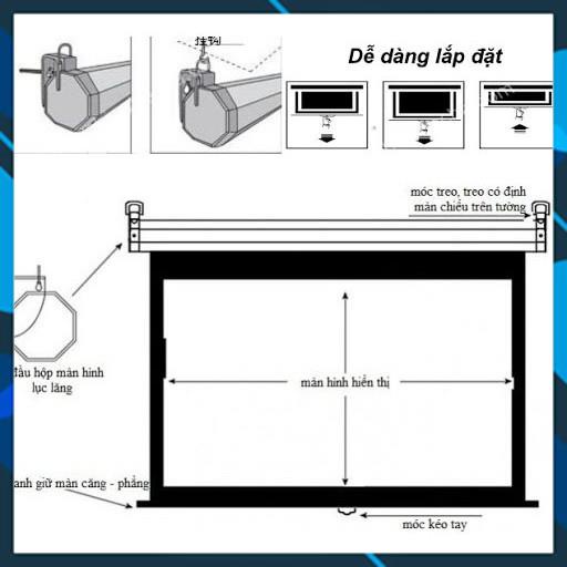 Màn Chiếu Treo Tường Dalite 50 inch - 1m25 x 1m25 - Hàng Chính hãng