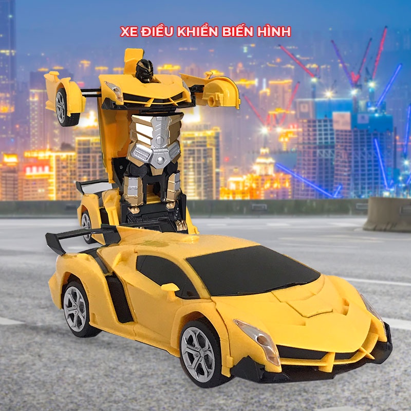 Đồ chơi xe ô tô điều khiển từ xa có thể biến hình robot phiên bản có sạc pin