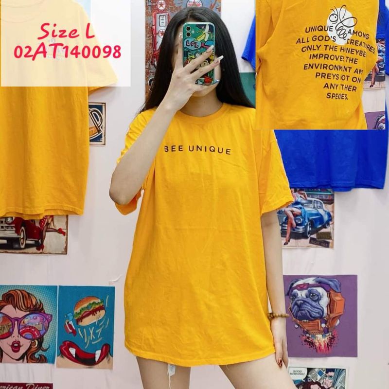 Áo thun, tee Mỹ form rộng màu vàng 2ndhand