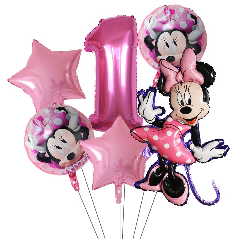 Set 6 Bong Bóng Lá Nhôm Hình Chuột Minnie Trang Trí Tiệc Sinh Nhật Cho Bé