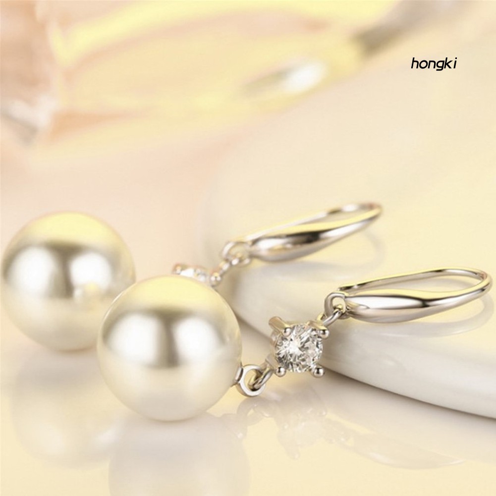 Đôi Bông Tai Dáng Dài Đính Ngọc Trai Nhân Tạo Thời Trang Cho Nữ