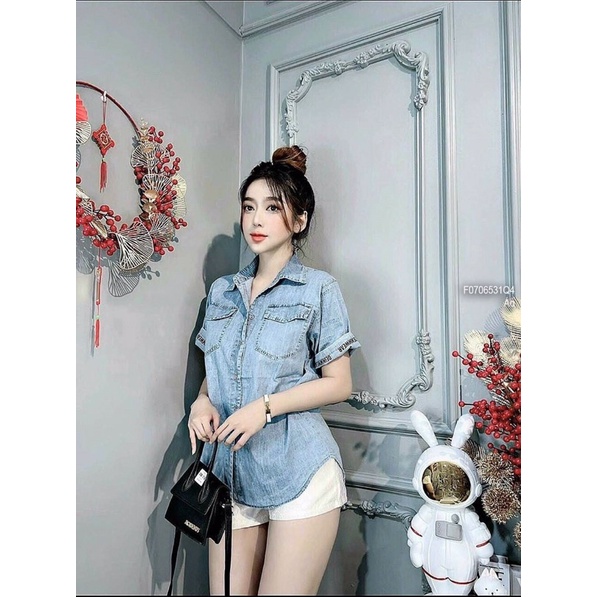 Áo Sơ Mi jean in hình có cổ s TT0706