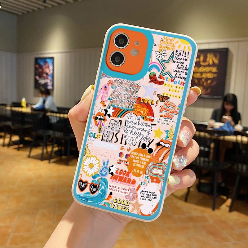 Ốp điện thoại iphone Good Vibes cạnh vuông ip 6splus/7/7plus/8/8plus/x/xr/xs/11/12/pro/max/plus/13promax tr168