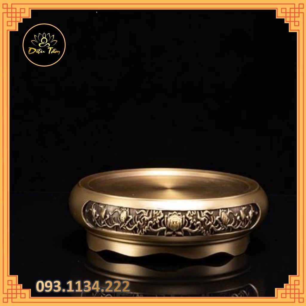 Đôn đồng chân đế lư đồng nguyên khối dụng cụ xông trầm đốt nhang đồ thờ cúng dúng để kê ấm trà, cóc, tỳ hưu (mẫu 2)