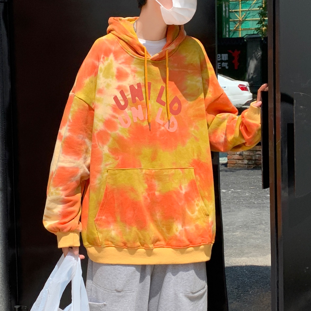 Áo Hoodie Dáng Rộng Vải Mỏng Nhuộm Màu Độc Đáo Thời Trang Xuân Thu Phong Cách Hàn Quốc Cho Nam