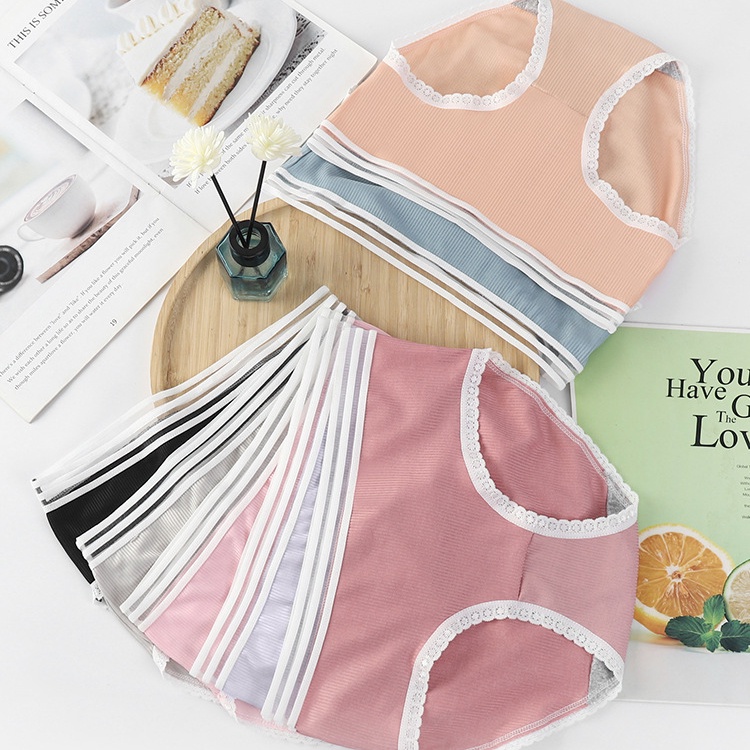 Quần Lót Cotton Màu Trơn Lưng Vừa Dễ Thương Cho Nữ