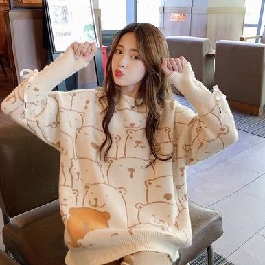Áo len tay dài phối ren phong cách mới cho nữ