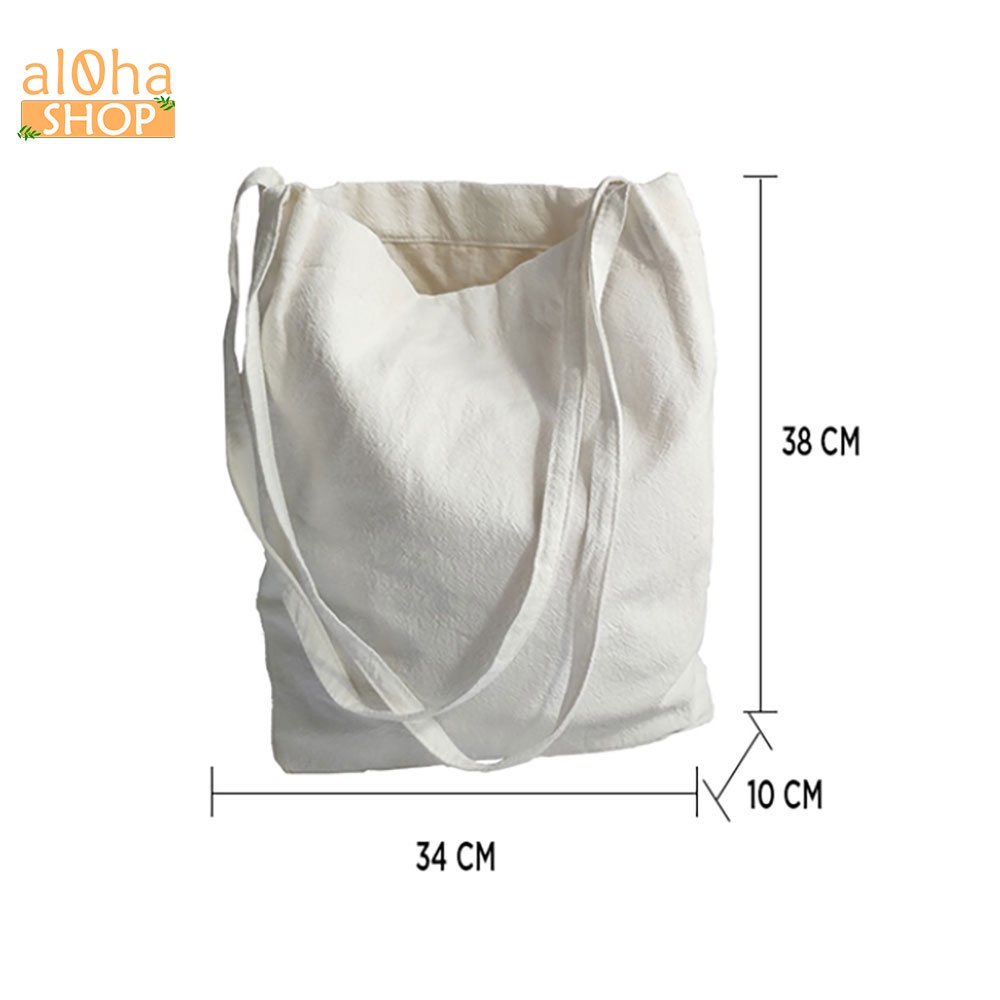 Túi tote đeo vai vải bố canvas trơn T036 nữ đựng đồ đi học, đi chơi mềm đẹp - al0ha Shop