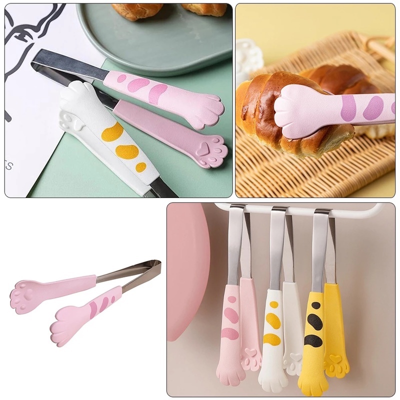 Dễ Thương Kẹp Gắp Thức Ăn Hình Chân Mèo Bằng Thép Không Gỉ 12CM / Nhỏ