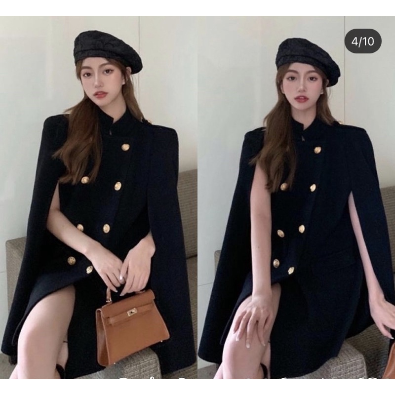 Áo khoác dạ đen khoét tay sang chảnh | BigBuy360 - bigbuy360.vn