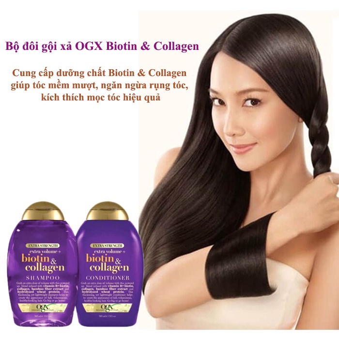 Dầu Gội Xã Dưỡng Dày Tóc OGX Thick & Full + Biotin & Collagen Shampoo - 385ml.