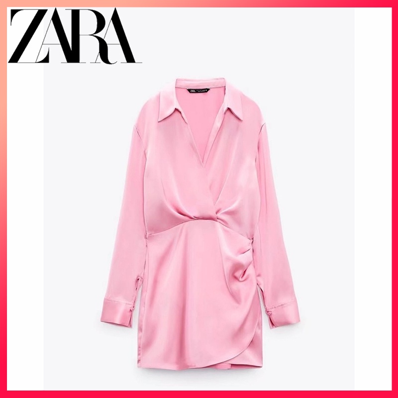Đầm Lụa Trắng Dáng Ngắn Hiệu ZARA Thời Trang Thanh Lịch Cho Nữ