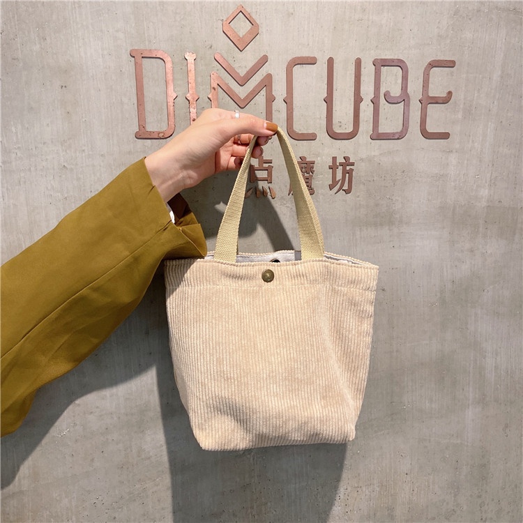 Túi Tote Mini Vải Nhung Kẻ Màu Sắc Ngọt Ngào Phong Cách Retro Cho Nữ