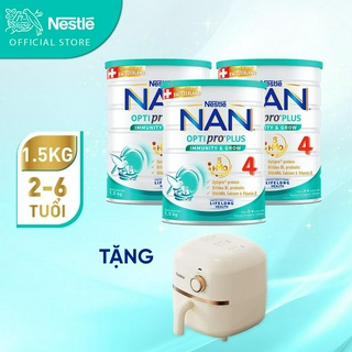  Bộ 3 Lon Sữa bột Nestlé NAN OPTIPRO PLUS 4 1500g/lon với 5HMO Giúp tiêu hóa tốt