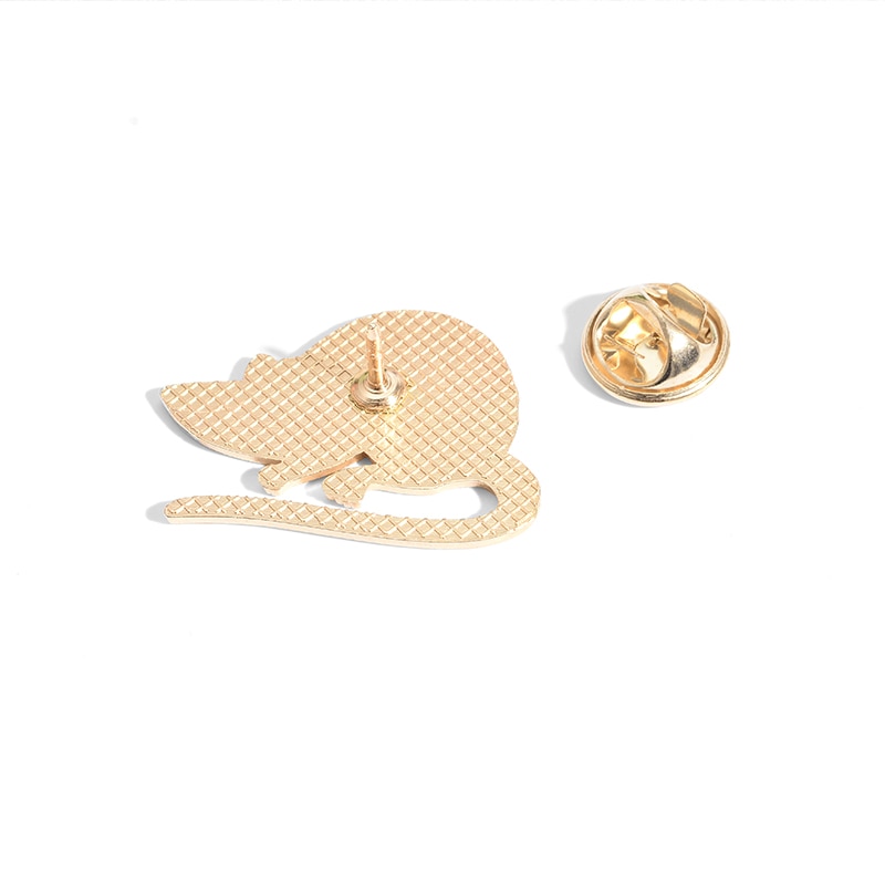Ghim cài áo tráng men QIHE JEWELRY hình chuột màu trắng/ đen đáng yêu