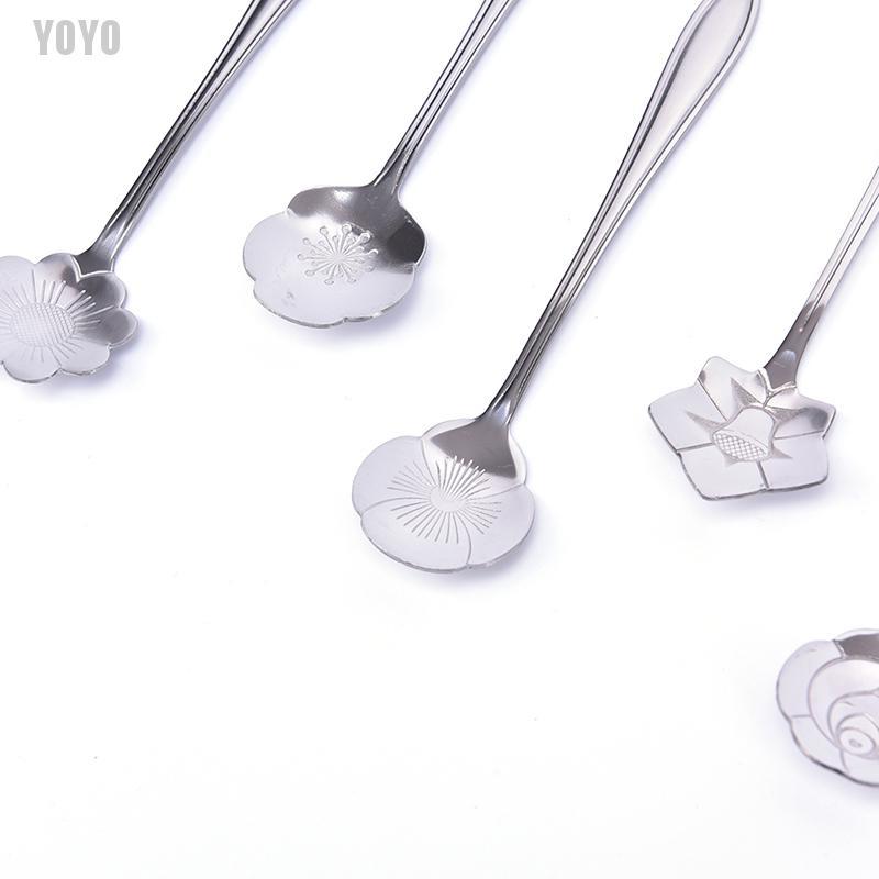 Muỗng Cà Phê Cán Hình Bông Hoa Bằng Thép Không Gỉ