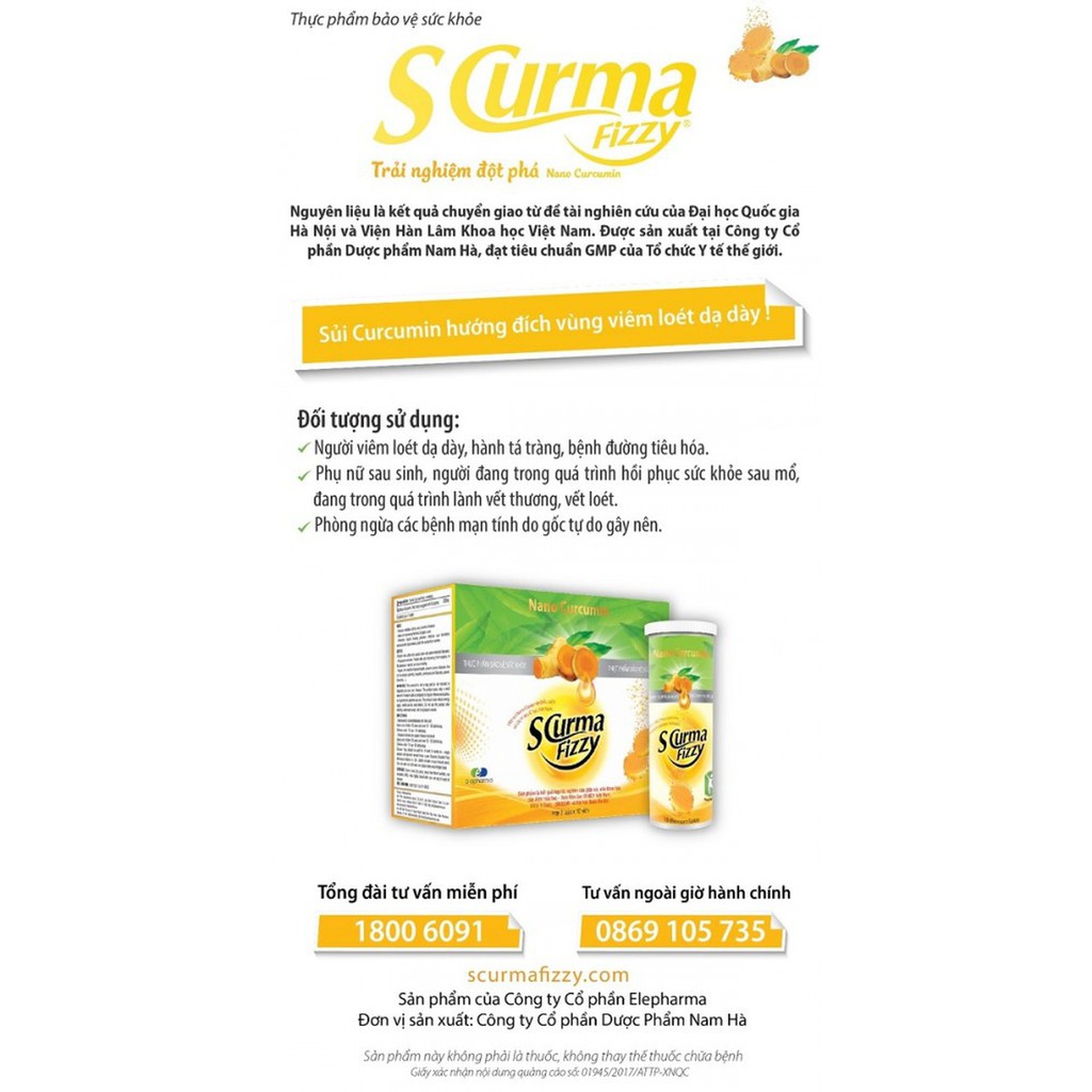 [CHÍNH HÃNG] COMBO MUA 9 TẶNG NGAY 1 - Viên Sủi Nano Curcumin Scurma Fizzy (Hộp 20 Viên)