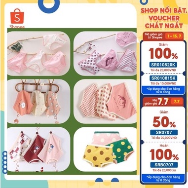 Sét Chip Tam giác cho Bé gái cotton kháng khuẩn từ 9-50kg