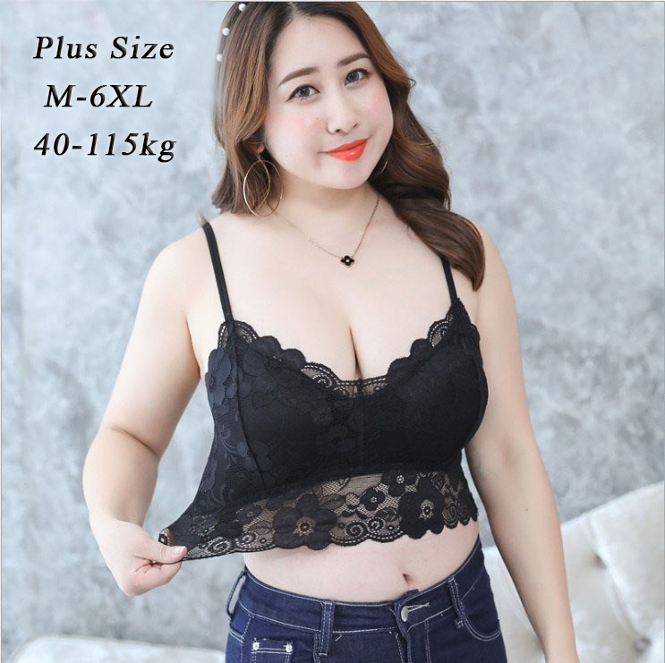 Áo Bra Ren Plus Size 40-90kg Không Dây Có Mút Đệm Ngực