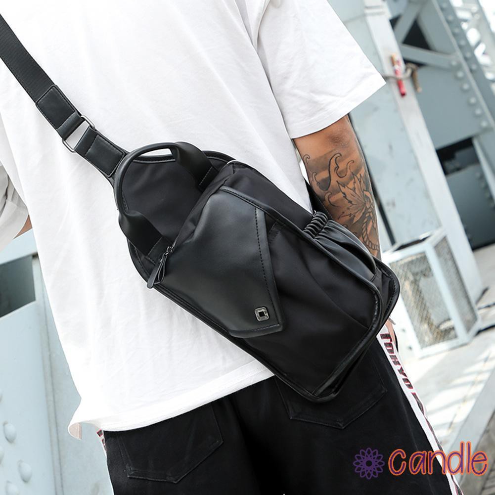 【COD】Men PU Leather Nylon Shoulder Bag Chest Pack Sling Travel Messenger Handbag