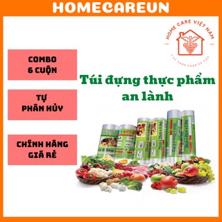 Combo 6 cuộn túi đựng thực phẩm an lành 25x35cm