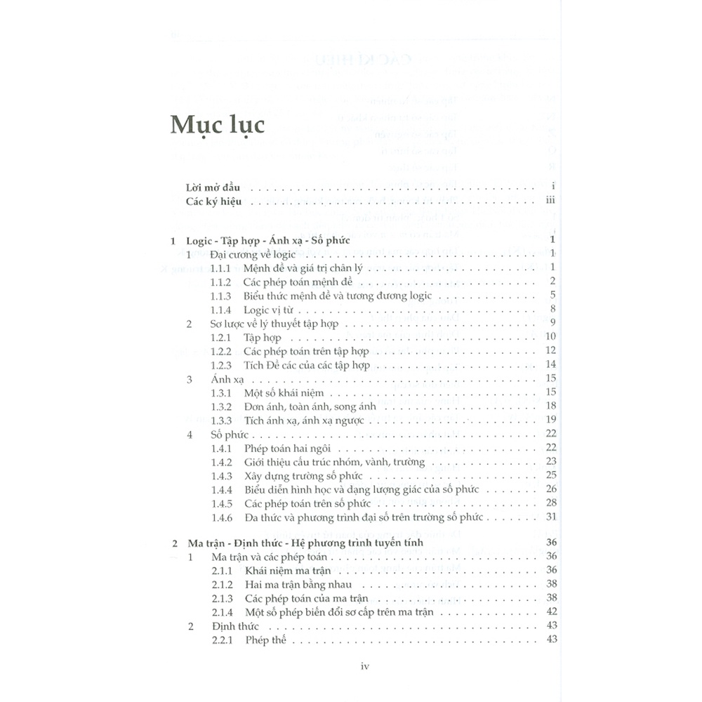 Sách - Bài Giảng Đại Số: Logic - Ma Trận - Không Gian Véc Tơ - Ánh Xạ Tuyến Tính - Không Gian Euclid