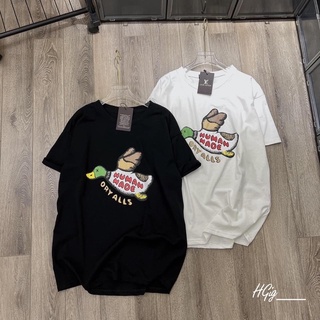 Áo thun tay lỡ Chú Vịt Human Made All Day chất vải cotton dày dặn form rộng over size nam nữ 2 màu Trắng/Đen