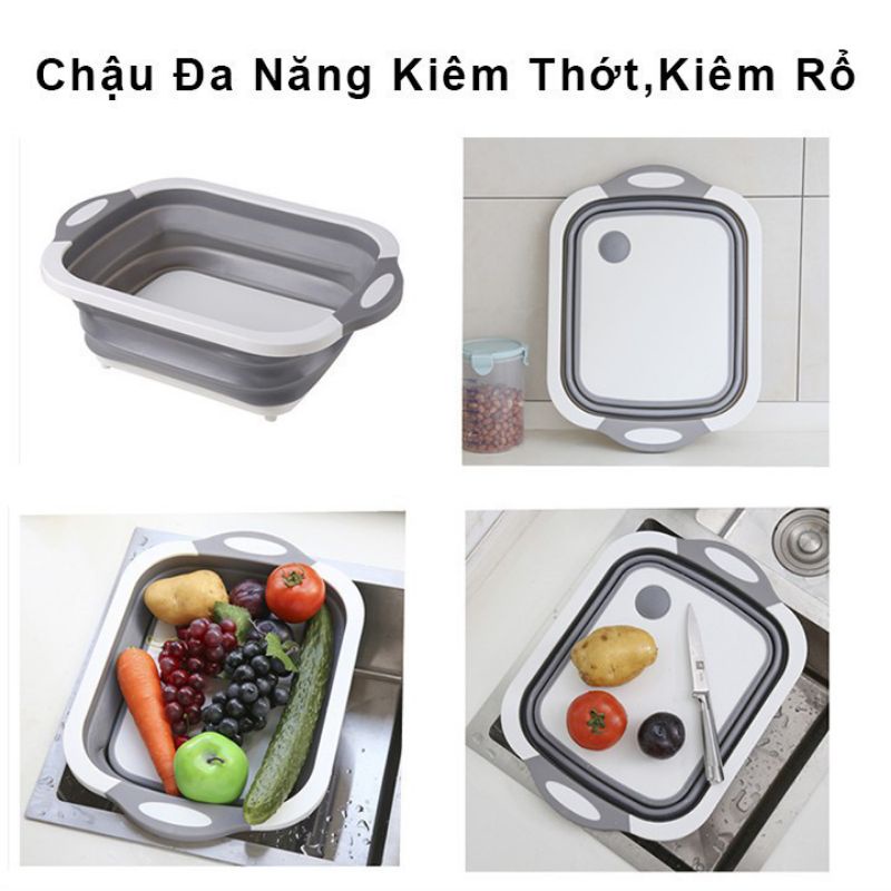 chậu ₫a năng gấp gọn 3in+thớt+rổ