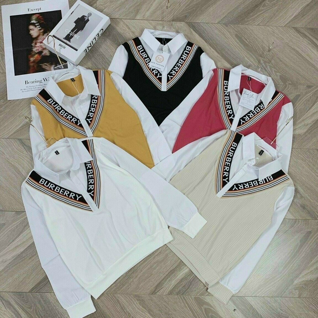 Áo gile nữ cổ V nỉ cotton kèm áo sơ mi trắng dài tay Siêu Hot