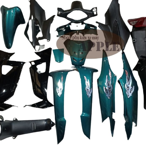 Dàn áo nhựa nguyên sinh ABS cao cấp gắn xe Wave RS - Wave Anpha - S100 đời 2006 đến 2016 Màu Xanh Rêu - SPA-DG