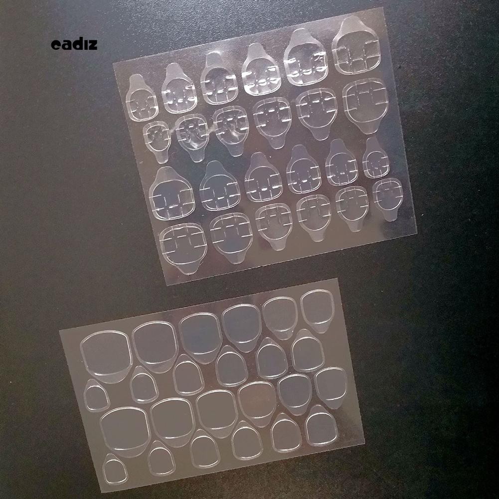 [Hàng mới về] Tờ 24 miếng dán keo đánh bóng móng tay 2 mặt bằng nhựa trong suốt