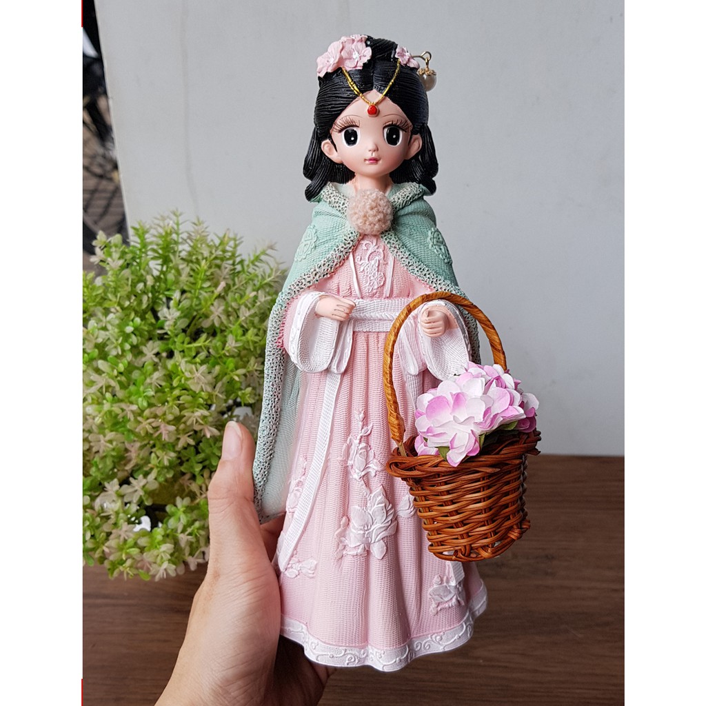 Tượng tiểu thư cổ trang Trung Hoa size 25cm 3D độc đáo