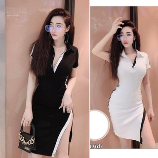 Váy body cổ sơ mi thời trang XIXO cao cấp chất thun cotton co giãn 4 chiều loại 1 mã DAM0002