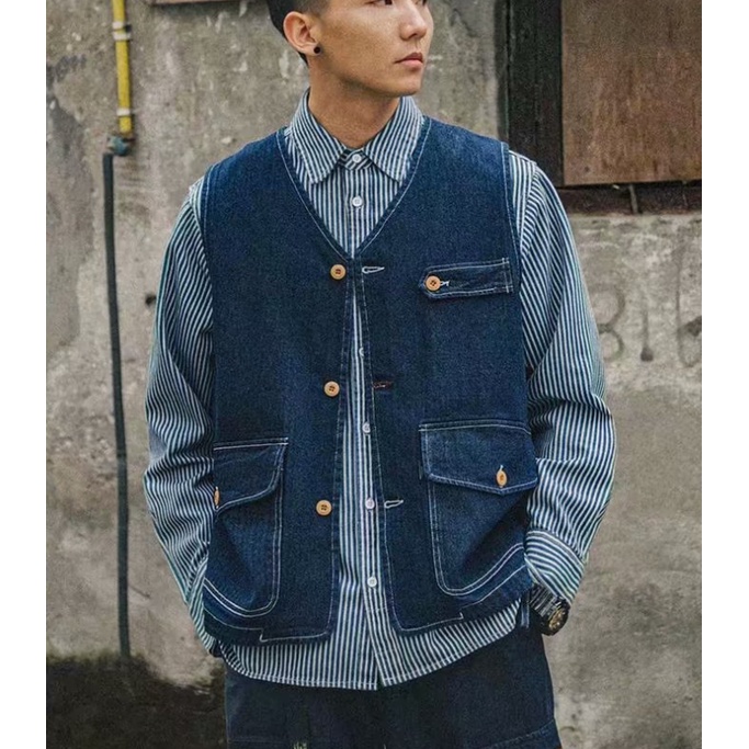 Áo Denim Sát Nách Kiểu Vintage Đơn Giản Thời Trang Cho Nam Và Nữ
