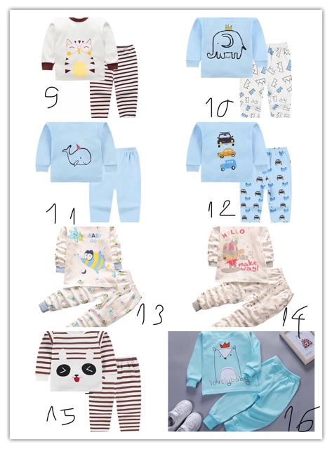 Bộ cotton thu đông cho bé
