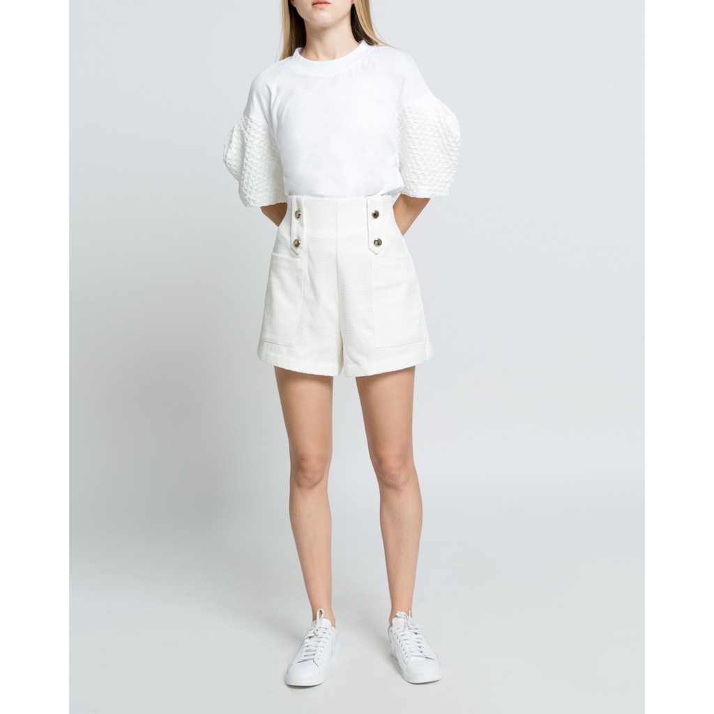 Quần short lưng cao nút cách điệu - 15006552 J-P Fashion