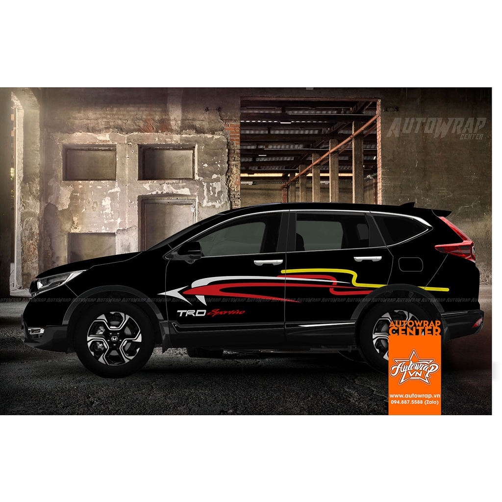 Tem họa tiết xe CRV Racing - Tem họa tiết ô tô Honda, tem dán sườn xe thể thao