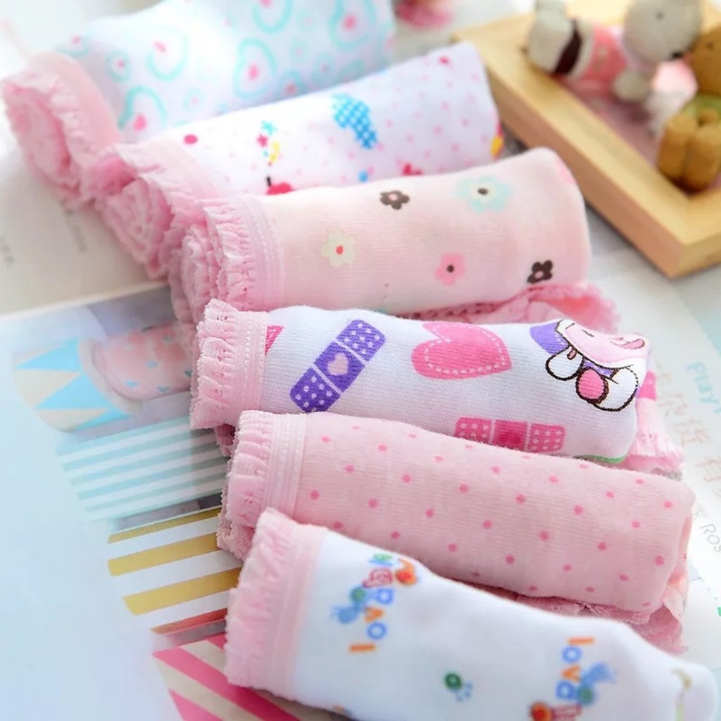 Set 4 quần lót cotton cho bé gái 2-12 tuổi nhiều họa tiết xinh xắn chất thun co giãn thấm hút mồ hôi tốt Baby-S - SC003