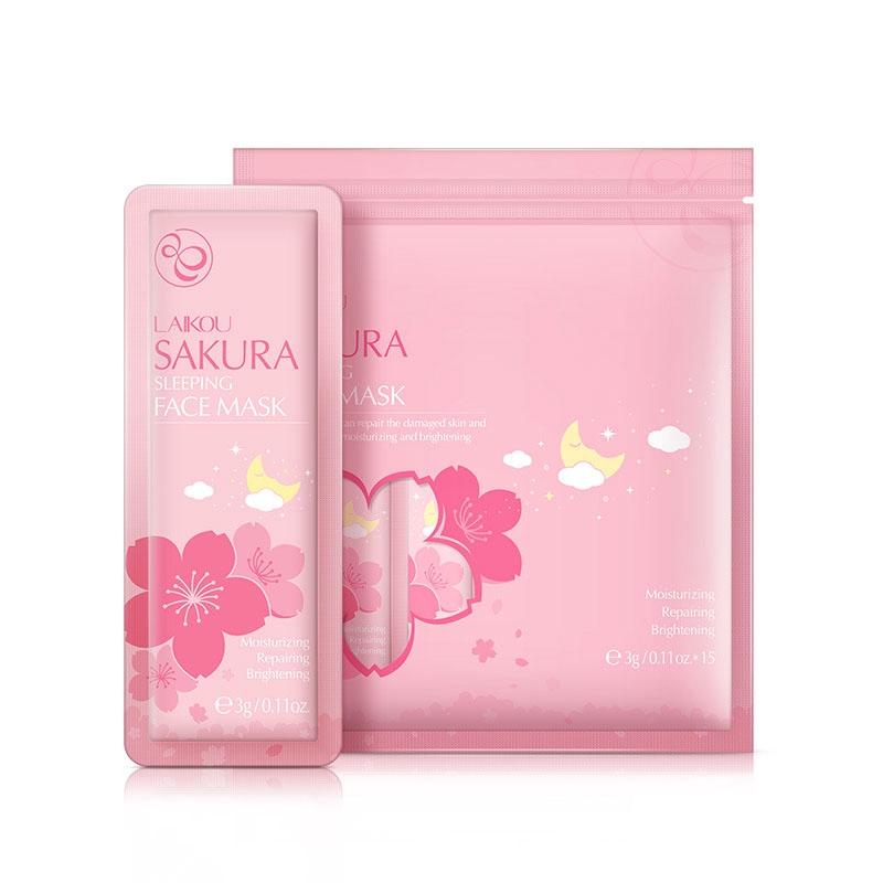 15Pcs Sakura Sleeping Mask Set No-wash Moisturizing Soothing Face Mask Skin Care | BigBuy360 - bigbuy360.vn