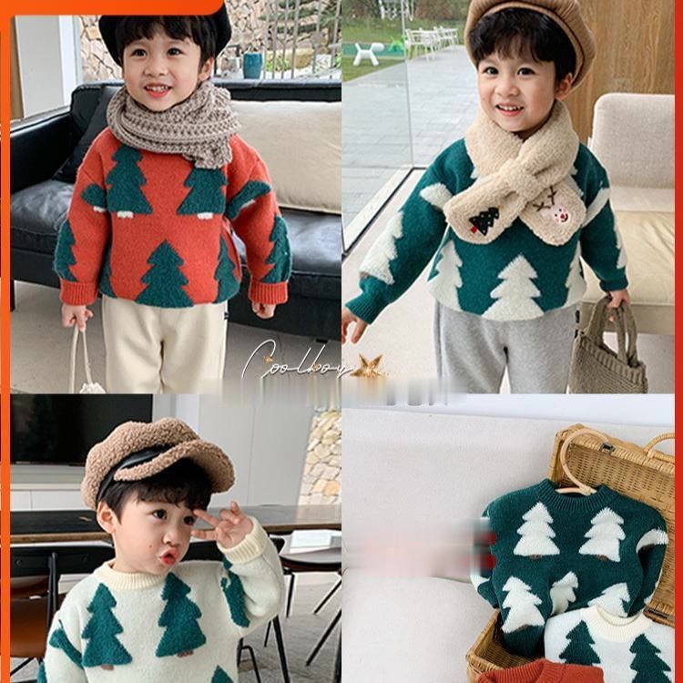 áo Len Cây Thông Noel Bé Trai Gái Dày Dặn Mịn Quà Tặng Giáng Sinh Cho Bé