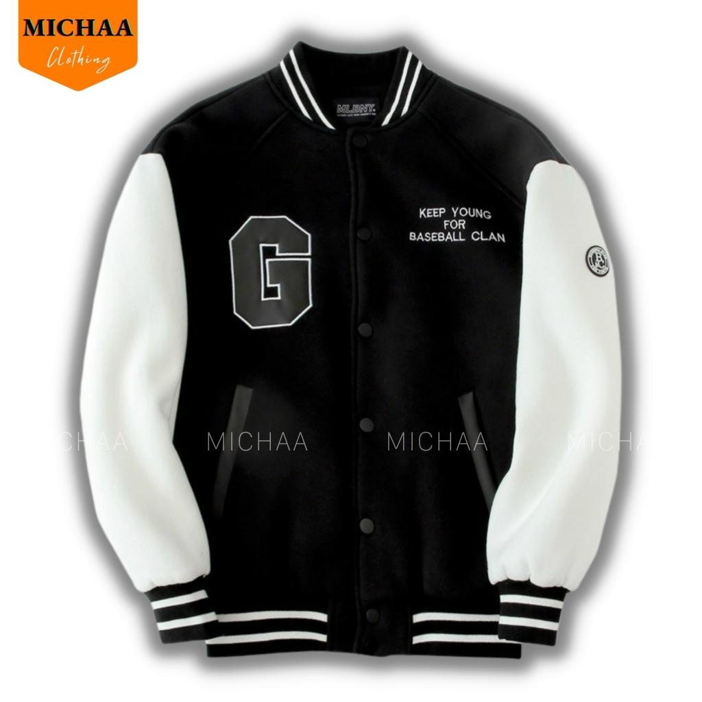 Áo Khoác Nỉ CHỮ G KEEP YOUNG Nam Nữ Form Bomber Vải Nỉ Hình In Đẹp - MICHAA