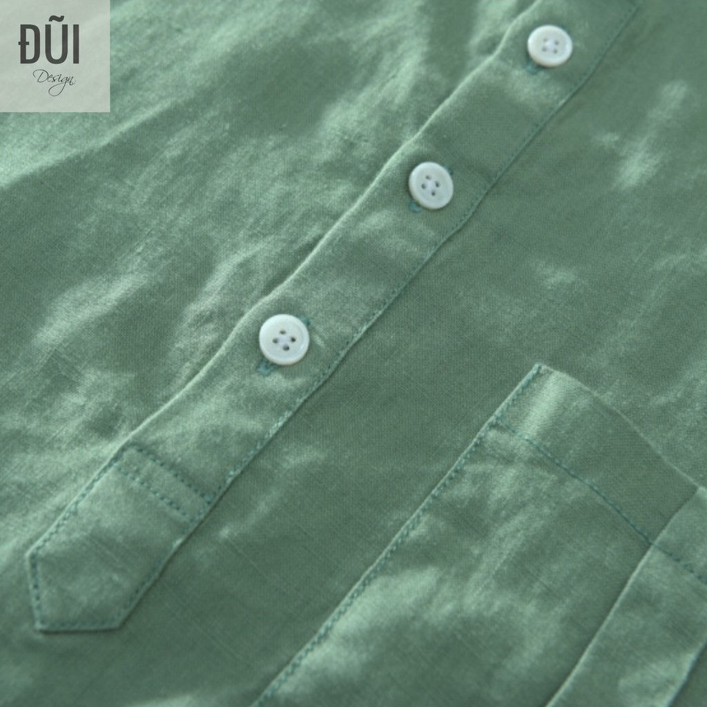 Áo đũi nam chui đầu tay cộc có túi xanh ngọc M12