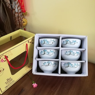 Combo 6 bát cơm hàng Bát Tràng cao cấp