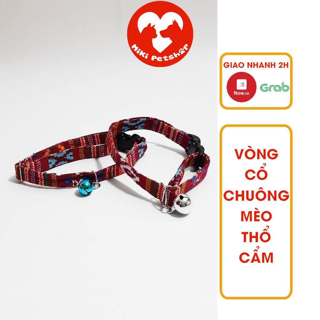 Vòng Cổ Chuông Cho Mèo Chó Nhỏ Thổ Cẩm Handmade - Miki Petshop