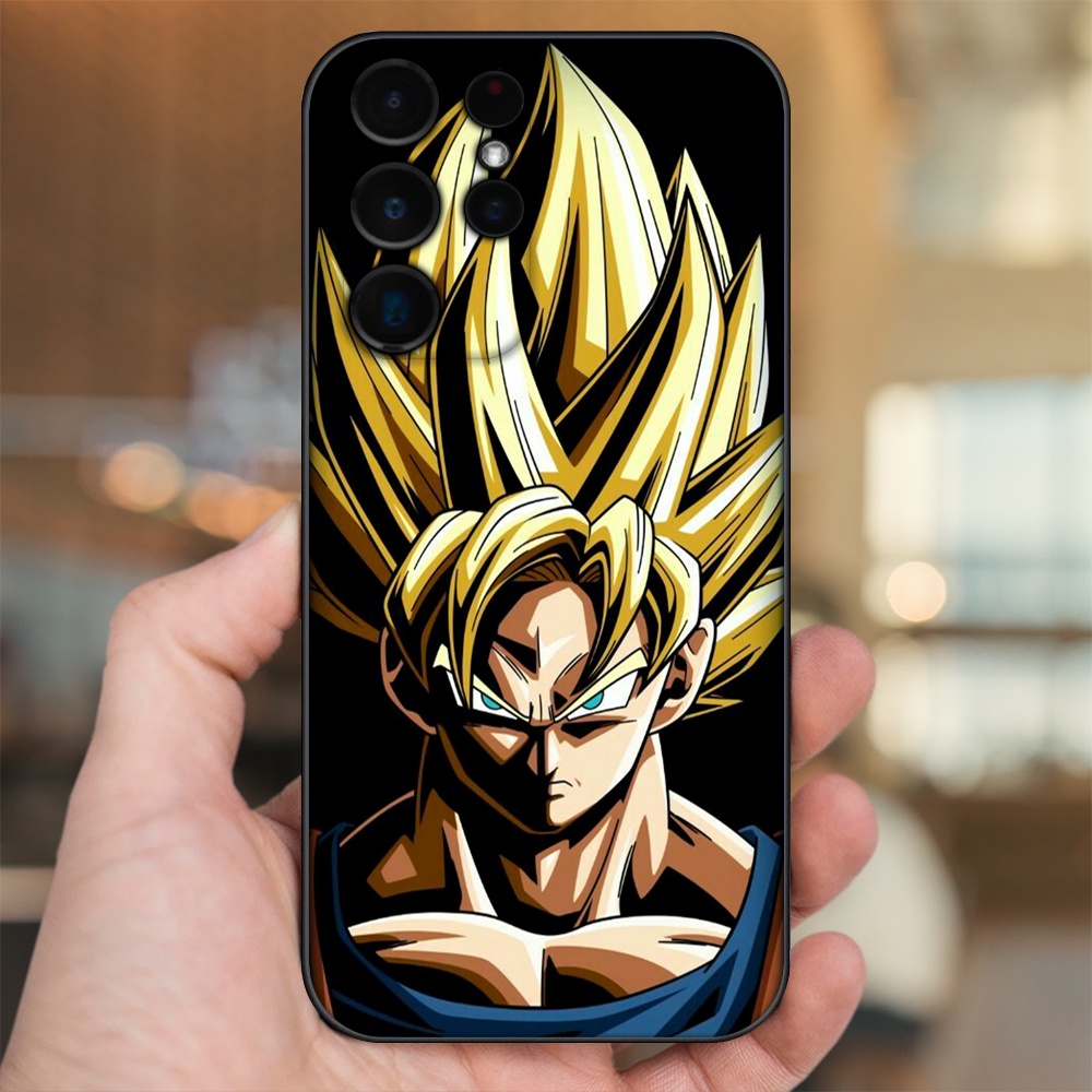 Ốp lưng Samsung S21 Ultra, S22 Ultra viền đen in hình Goku Dragon Ball