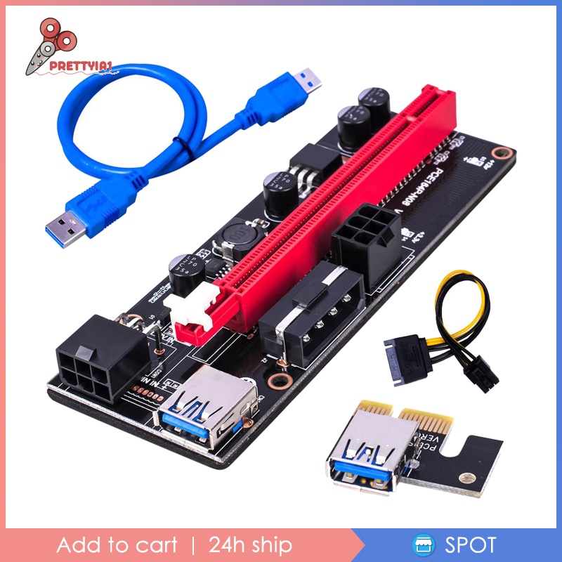 ✨Hàng sẵn sàng✨Thẻ mở rộng Pci-E Ver 009s 1x Sang 16x Usb 3.0 2x 6pin