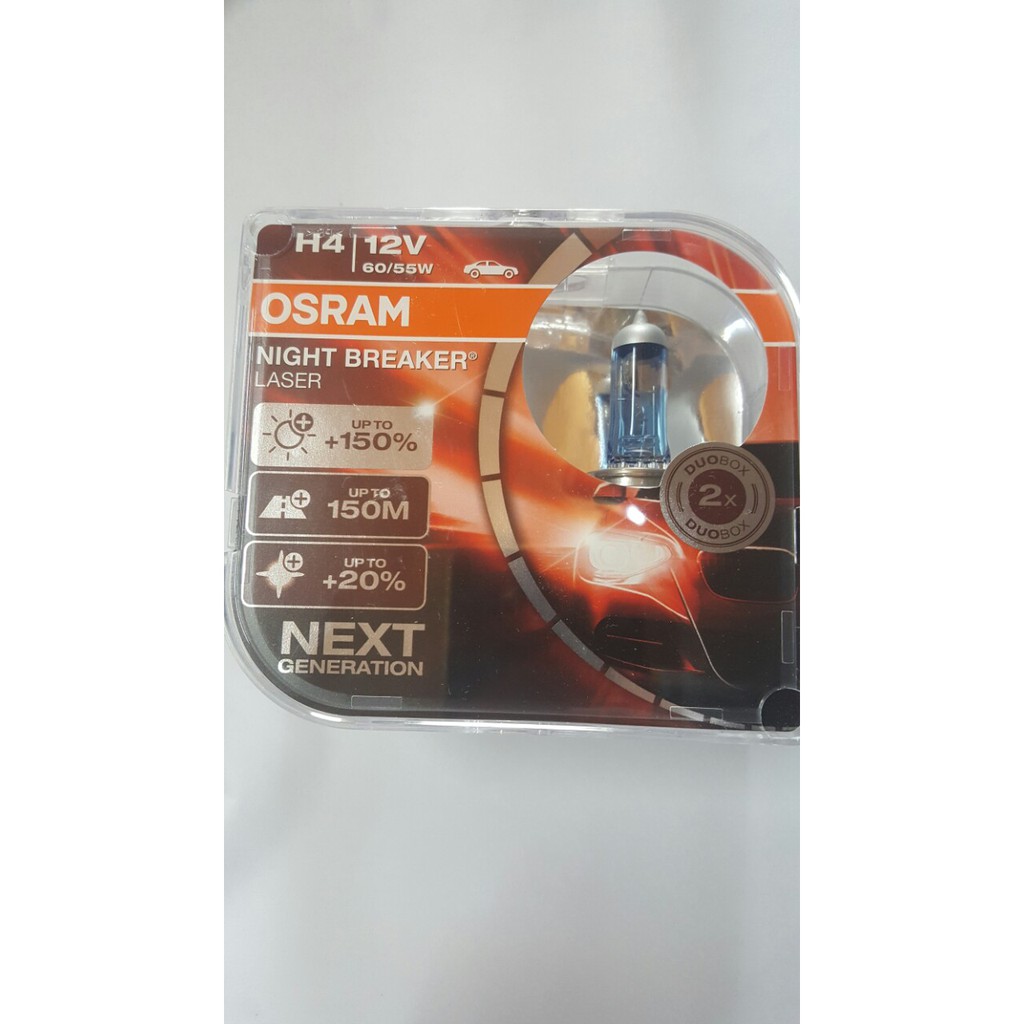 1 đôi bóng đèn tăng sáng, siêu sáng H4 110%- 150% 60/55W - Osram Night Breaker