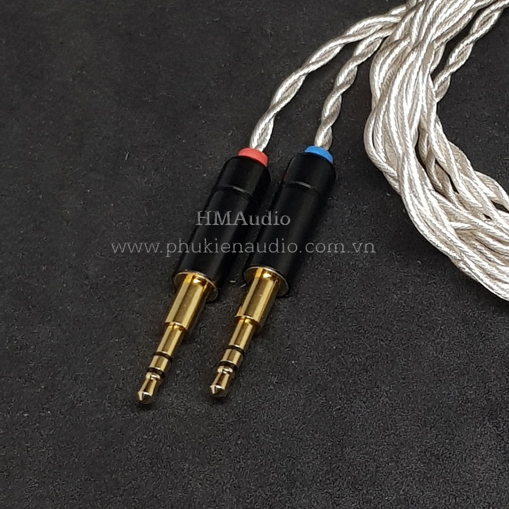 Dây tai nghe đồng mạ bạc OFC 1.2mm tết 4 - Connector Dual 2.5mm - Monoprice M1060, M1060C, M565C, Thieaudio Phantom